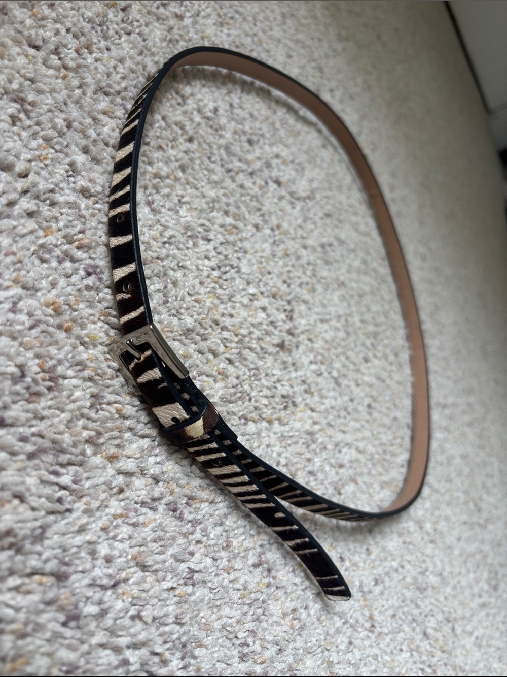 Large Zebra Striped Hair on Skinny Belt